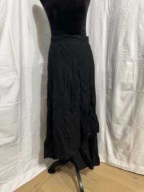 Idillio Positano Women's Black Linen Wrap Maxi Skirt Made in Italy Size S